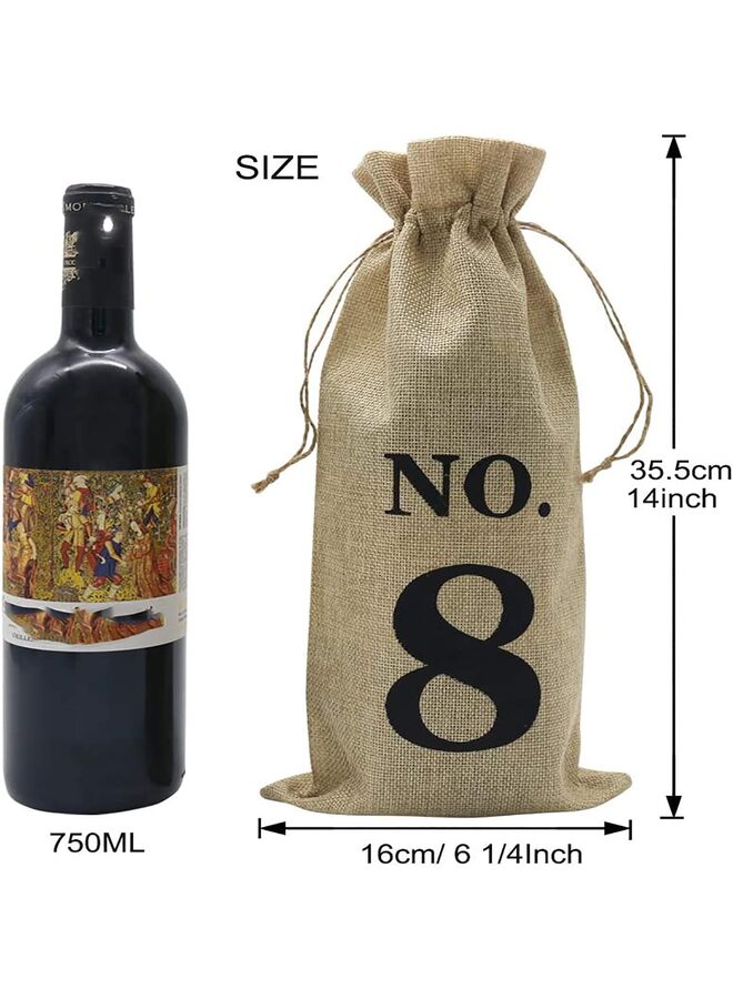 LAMAY 10pcs Jute Wine Bags, 14 x 6 1/4 inches Hessian Numbered Wine Bottle Gift Bags with Drawstring for Blind Wine Tasting (Brown) - Image 2